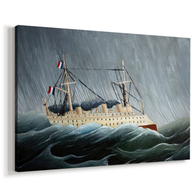 Un bateau dans une tempête (Navire dans la tempête) -Henri Rousseau-Toile tendue avec châssis-c. 1899