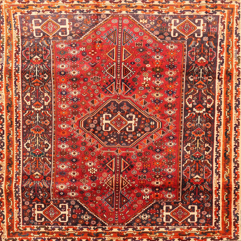 Tapis traditionnel rouge / noir Craigwood, Carré 4 pi