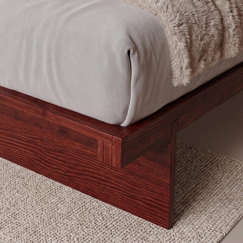 Structure de lit Hardee, Full XL, Bois rouge
