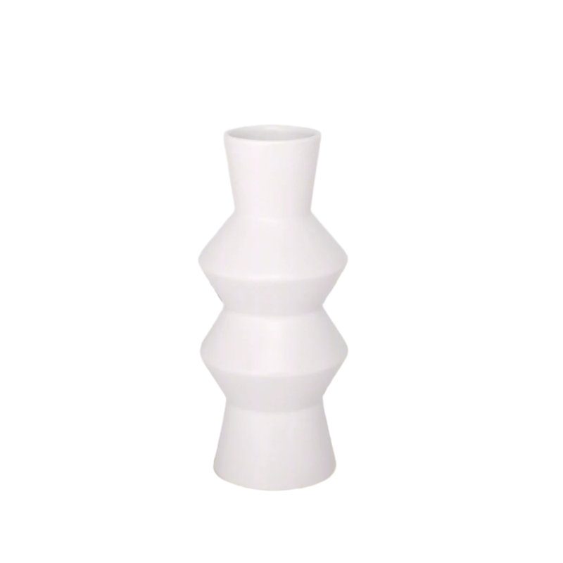 Vase rond en céramique blanc mat, H 12 po x l 5,25 po x P 5,25 po