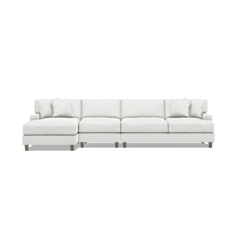 Mila Chaise Sectional, Left Hand Facing, 33.5" H x 131" W x 61" D, White Polyester Blend