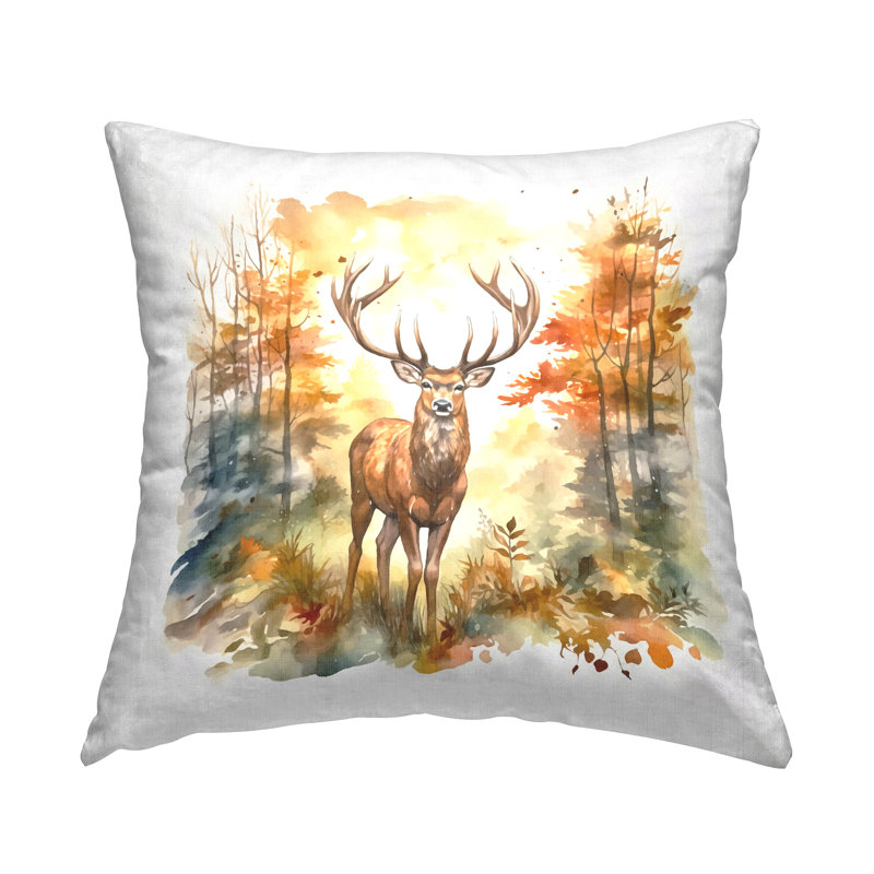 Coussin décoratif imprimé Autumn Forest Stag par Andrea Haase