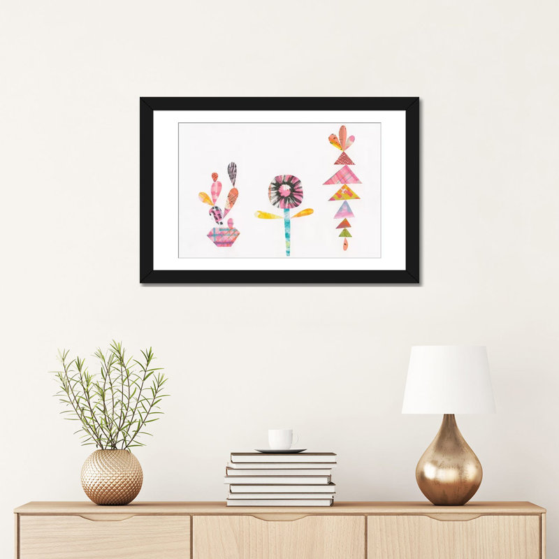 «Collage Cactus IX, impression sur toile tendue, Toile tendue, Blanc, H 16 po x l 24 po x P 1 po