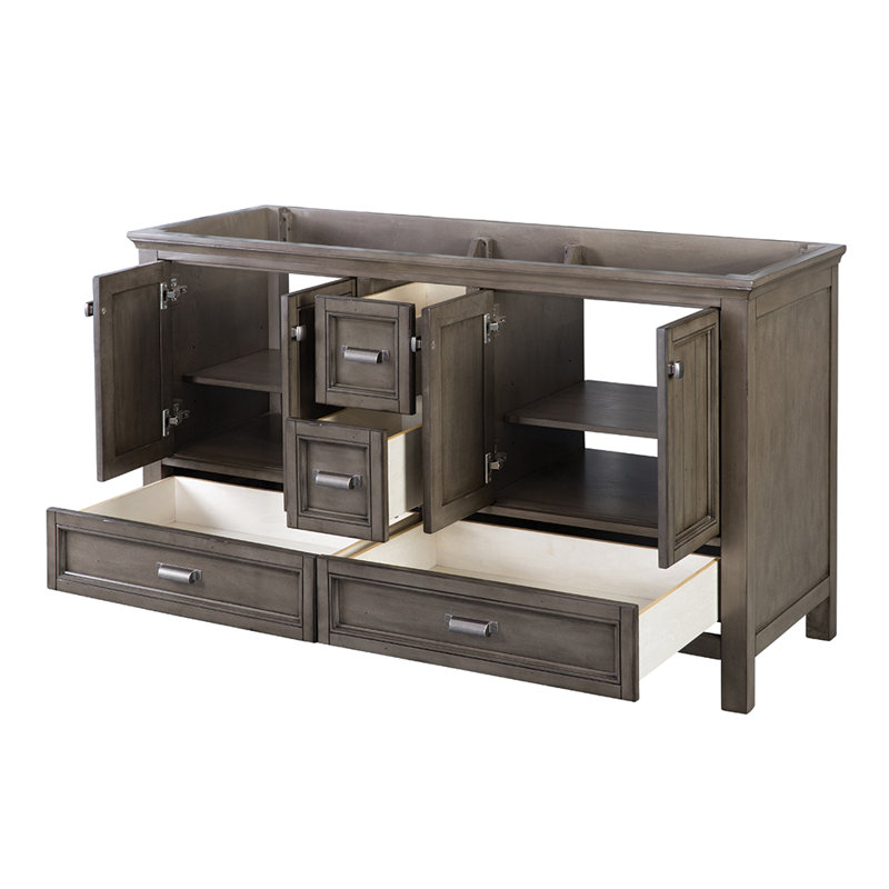 Melgar 60'' Double Bathroom Vanity Base Only, Distressed Gray