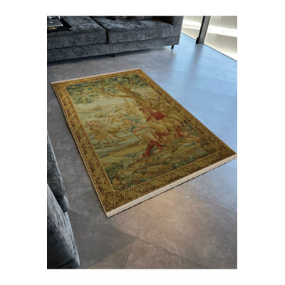 Tapis décoratif multicolore à motif de guerre et de chevalier