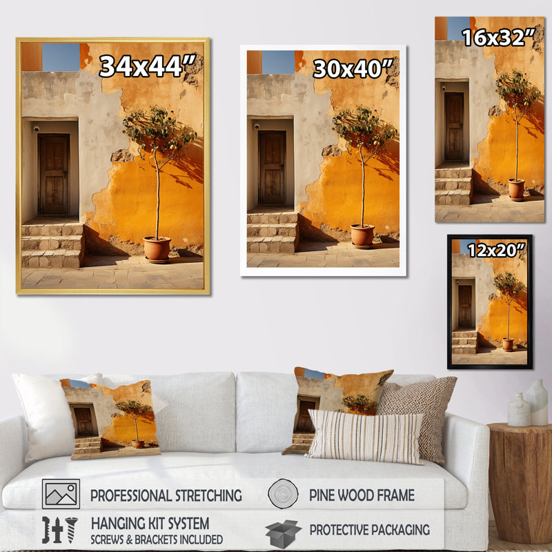 Italie, paysage d'imitation I sur toile, Cadre simple blanc, H 20 po x l 12 po x P 1 po