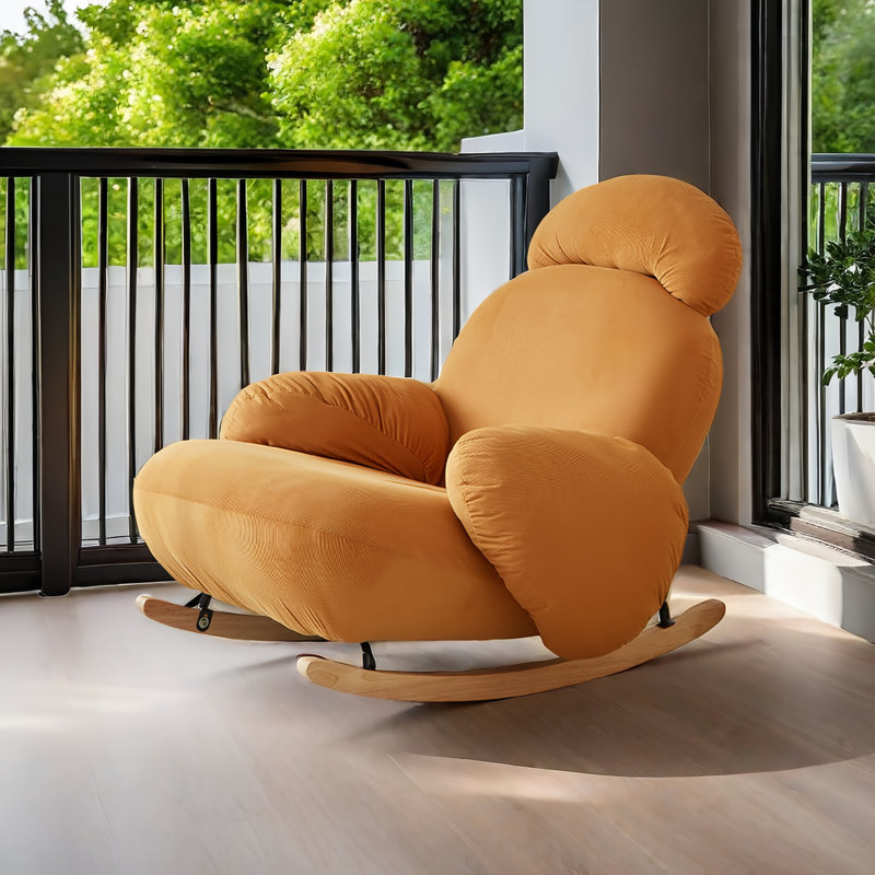 Mendushe Upholstered Rocking Chair, Orange