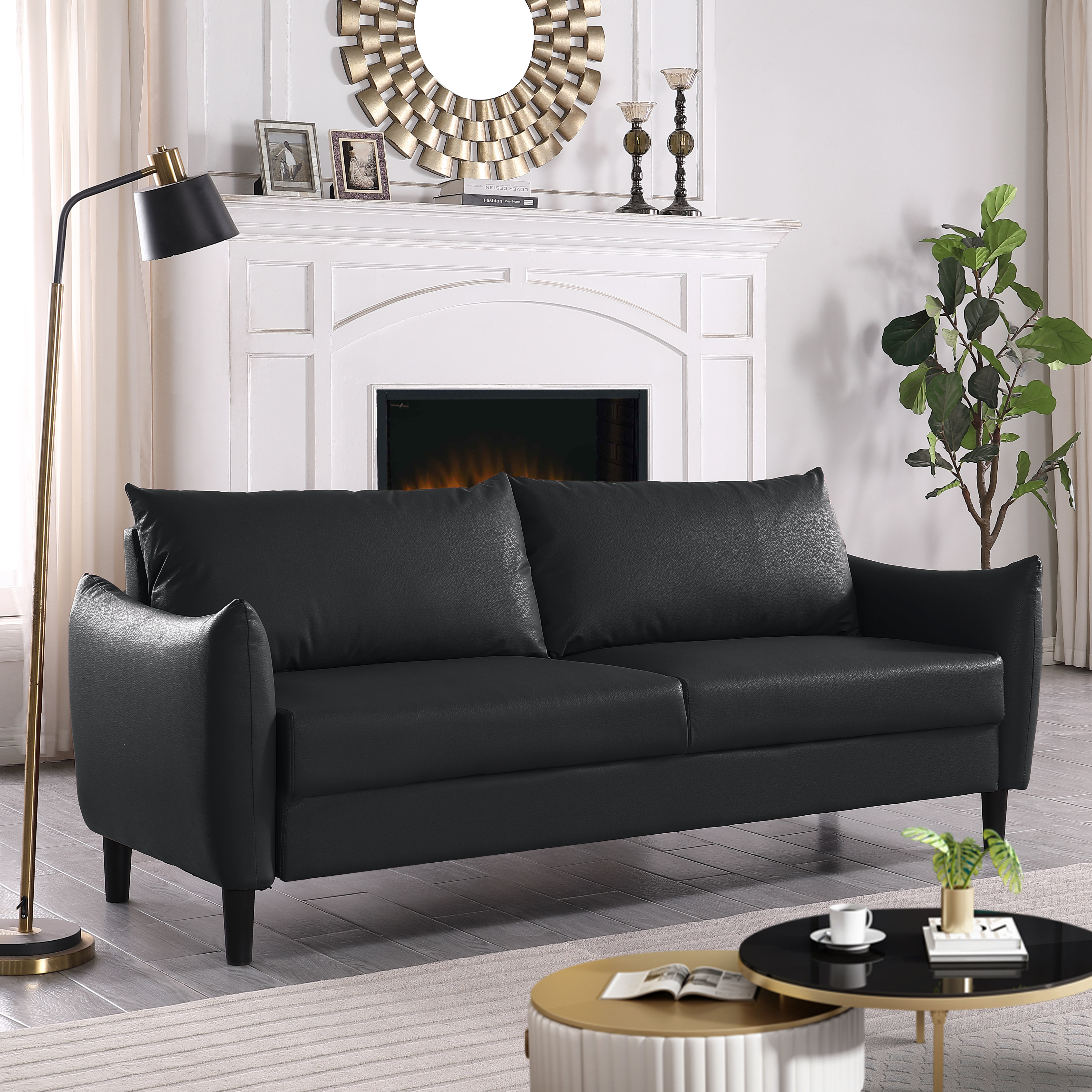 Latitude Run® 81'' Modern Style Upholstered Sofa With 2 Toss Pillows ...