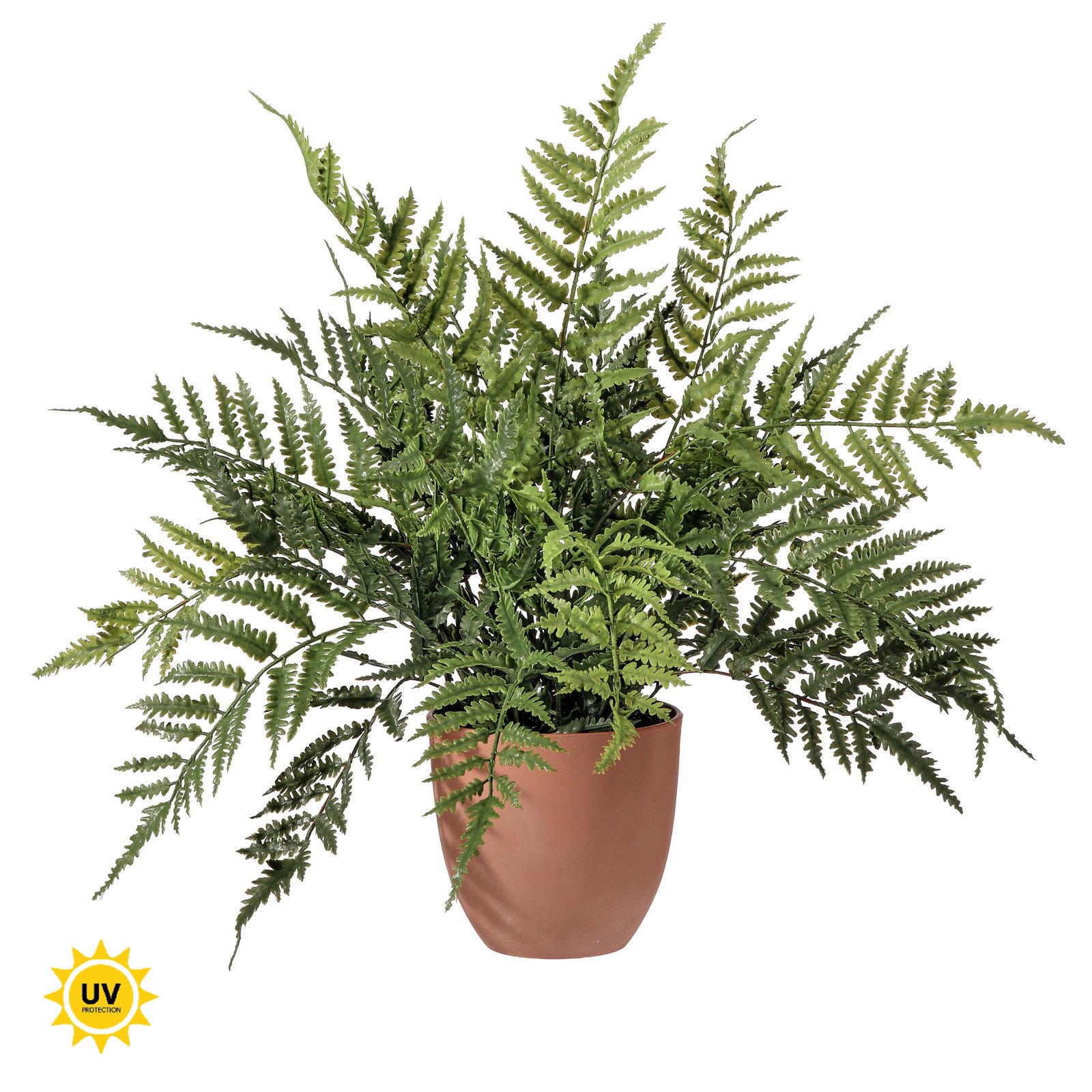 19" Potted UV  Leather Fern