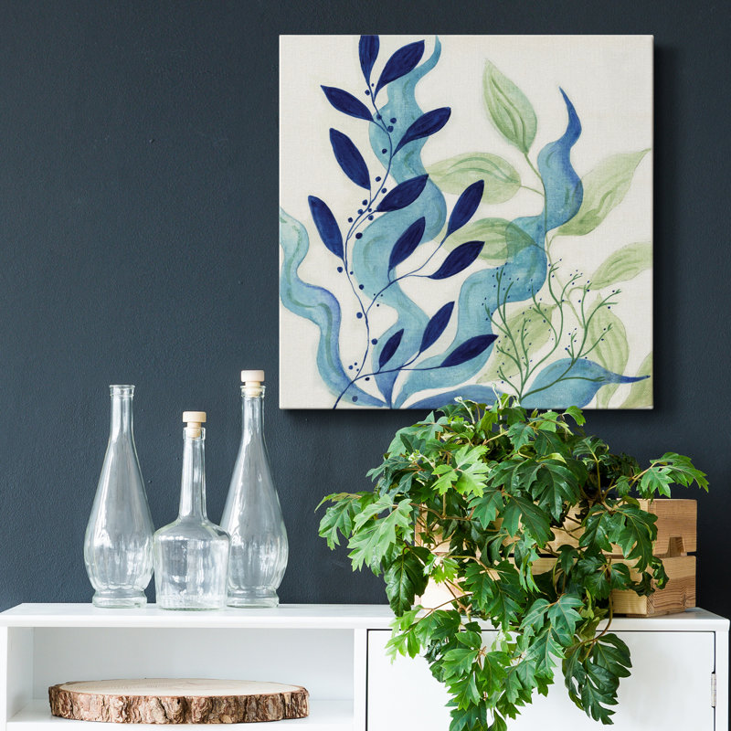 Bleu corail I - reproduction d'art sur toile tendue, H 10 po x l 10 po x P 1,5 po