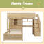 Lit mezzanine simple au-dessus de simple avec bureau intégré et escalier, avec compartiments de rangement et tablettes-258067049