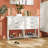 6 Drawers White Wooden Console Table With Open Storage Shelf