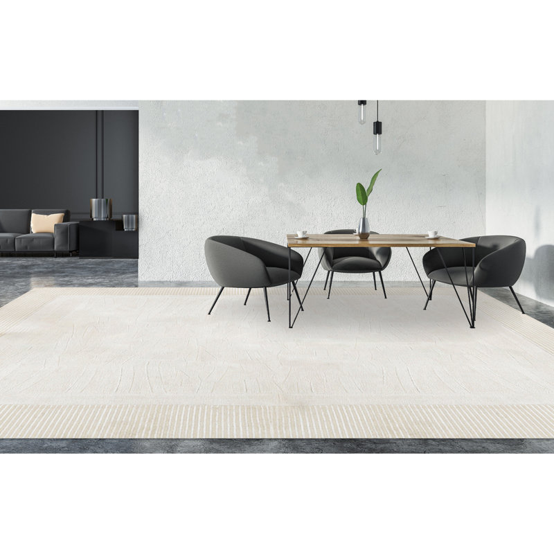 Hand-Knotted High-Quality White Area Rug