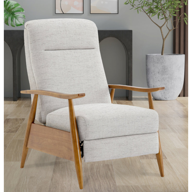 Fauteuil inclinable à accoudoirs en bois, Beige