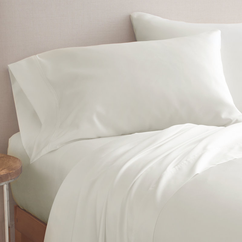 GAIAM Relax 300-Thread Count TENCEL Soft 4pc Sheet Set, Queen Sheet Set with 2 Pillowcases, Ecru