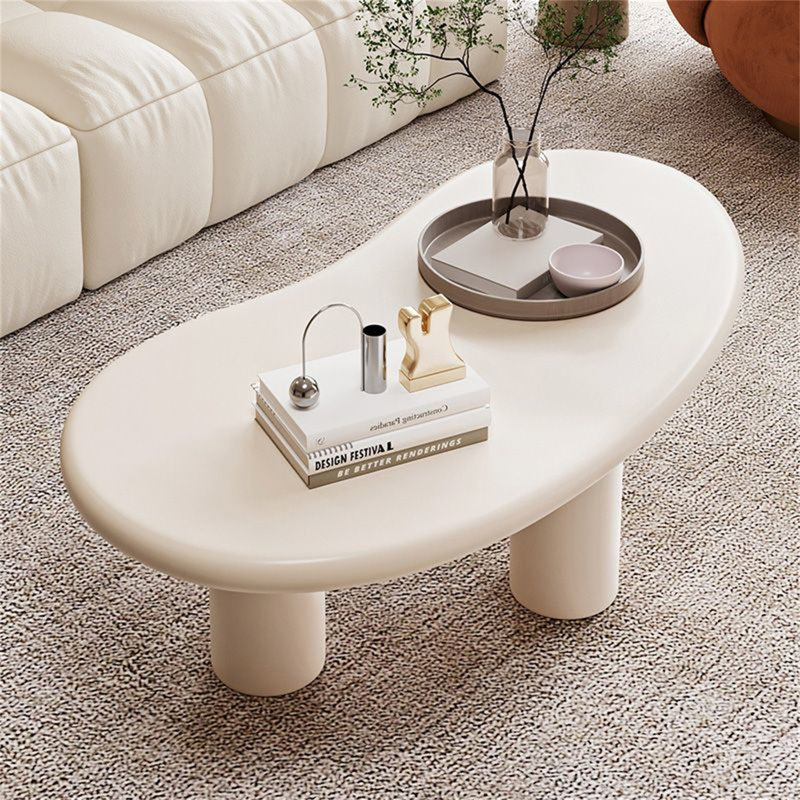 Cream Wind Cashew-Shaped Coffee Table – Modern Minimalist Living Room Luxury Design for Small Spaces, Oval Creative Center Table
