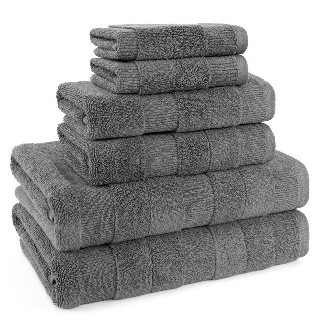 Luxury Extra Soft 100% Cotton 6 Piece Bath Towel Set, Gray