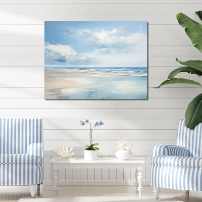 Coastal Beach Minimal Scenery II - Coastal Ocean Framed Canvas Print Wall Art