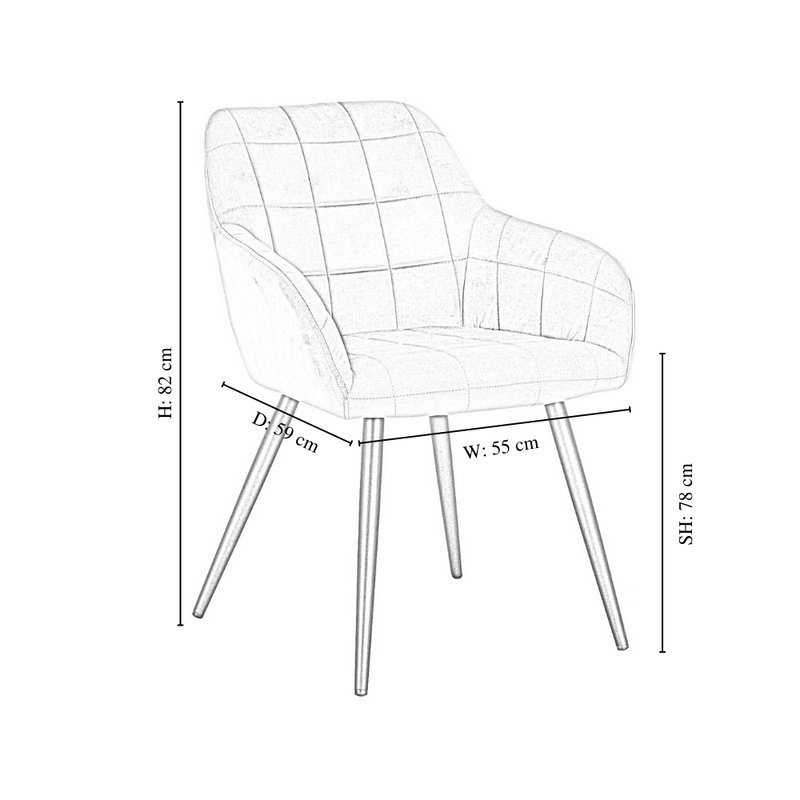 Yerres Modern Velvet Dining Chairs - Ergonomic Curved Back with Metal Legs - Armchair for Dining Room Kitchen Living Room, 1
