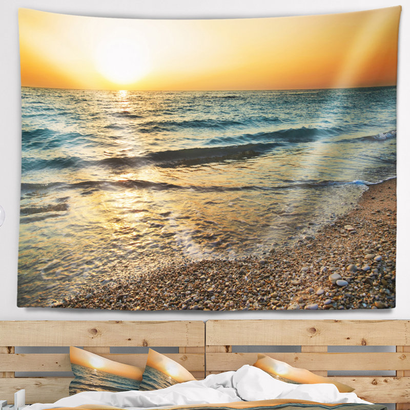 Tapisserie marine de la plage atlantique sombre, H 78 po x l 92 po