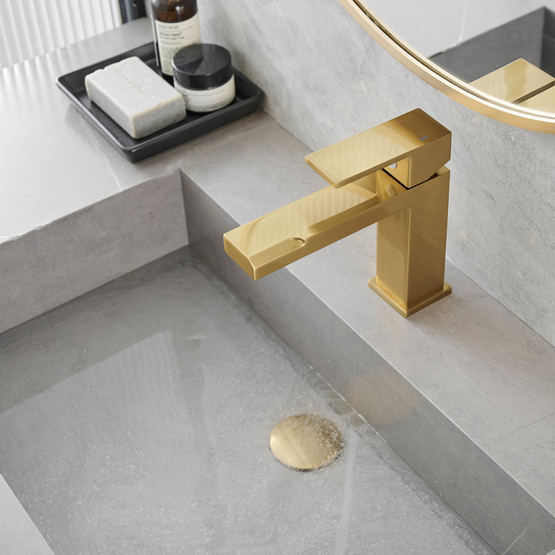 Single-Handle Single-Hole Bathroom Faucet, Brushed Gold