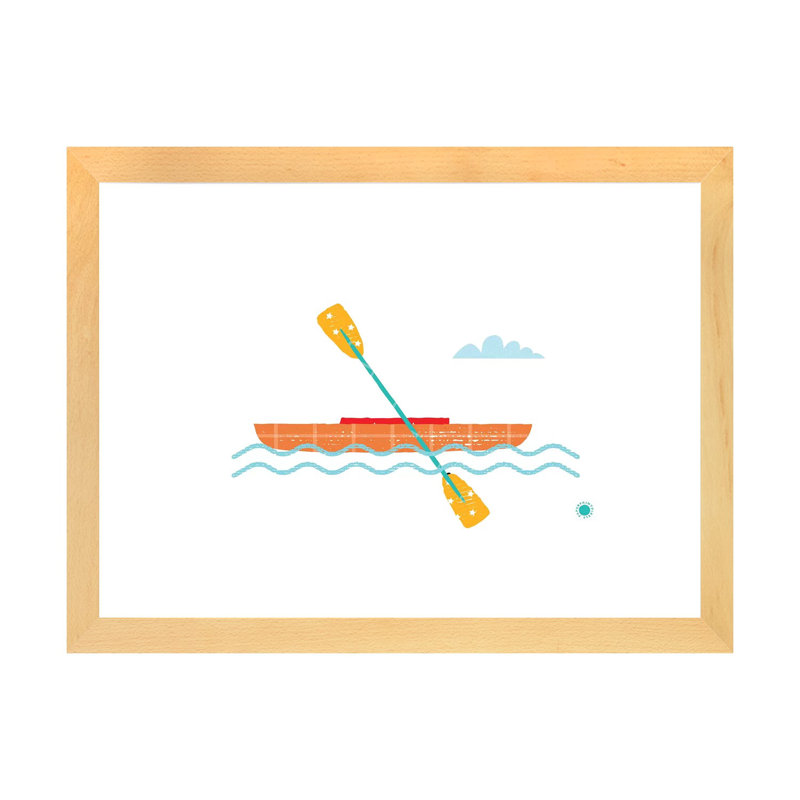 Kayak - reproduction d'impression, H 16 po x l 24 po x P 1 po, Blanc, Papier avec cadre beige