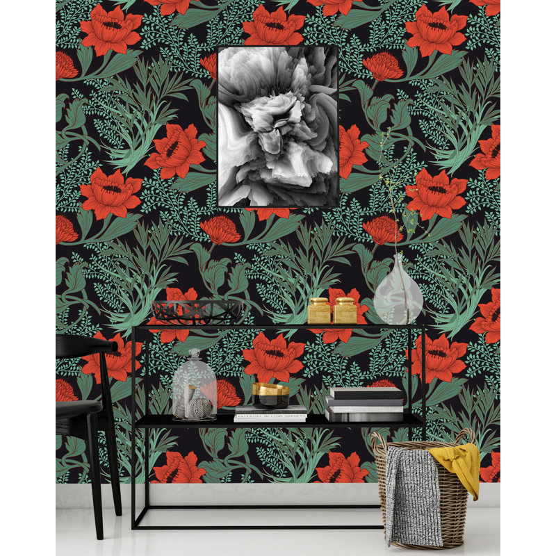 Panneau de papier peint adhésif Thiel Poppies, L 120 po x l 25 po