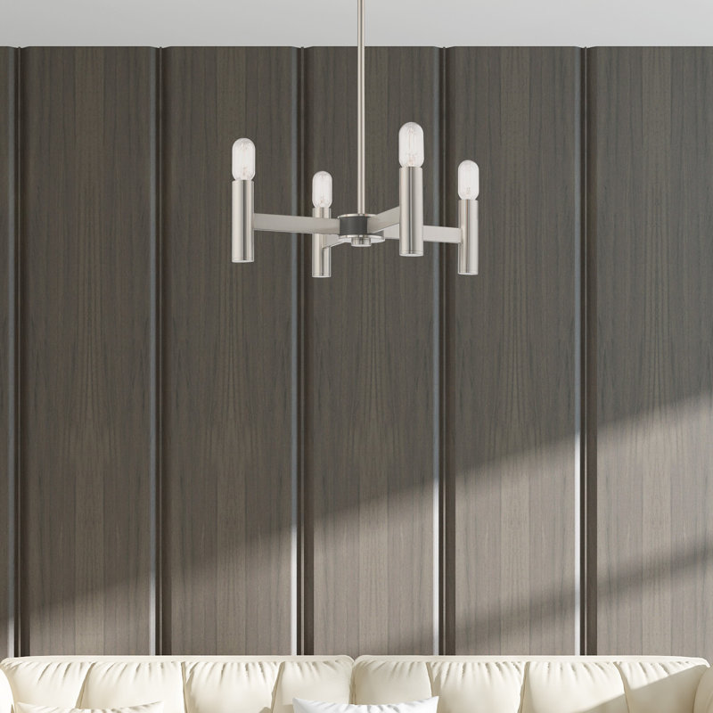 Martella 5-Light Chandelier, Nickel brossé, H 6 po x l 20 po x P 20 po