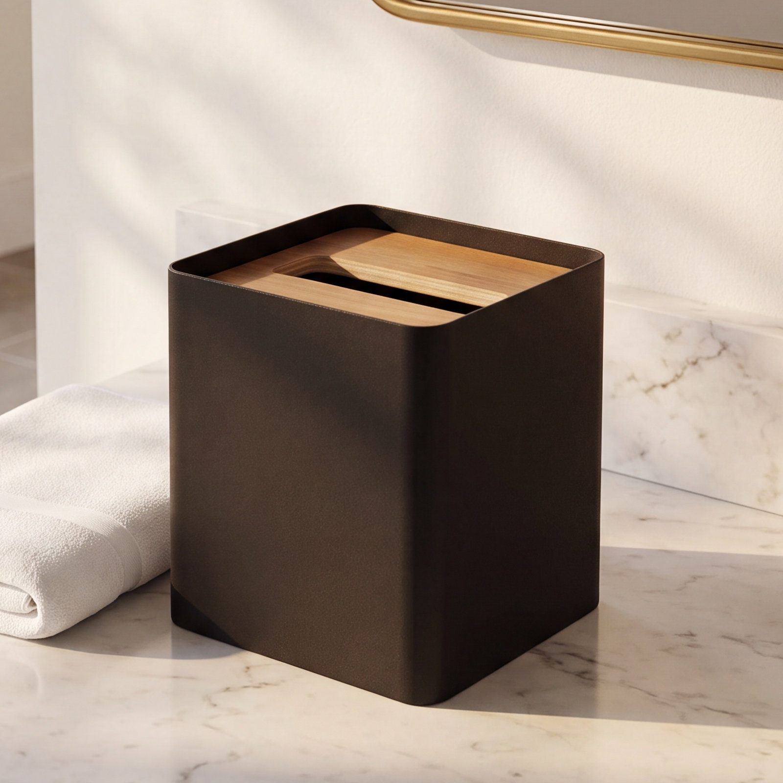 Square Tissue Box Cover, Black