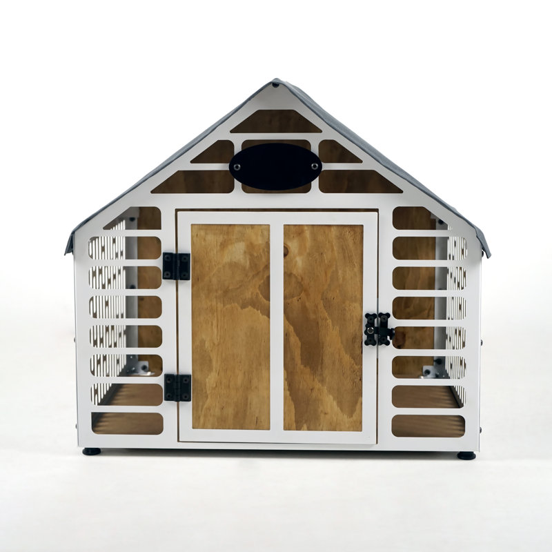 Crissman Portable Dog House, Grey/White, 57cm H x 69cm W x 55cm D