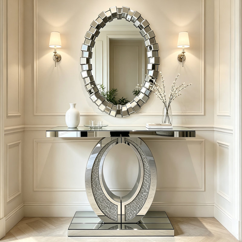 Geometric Wall & Accent Mirrors, Silver MDF Glass Modern Entryway Decor