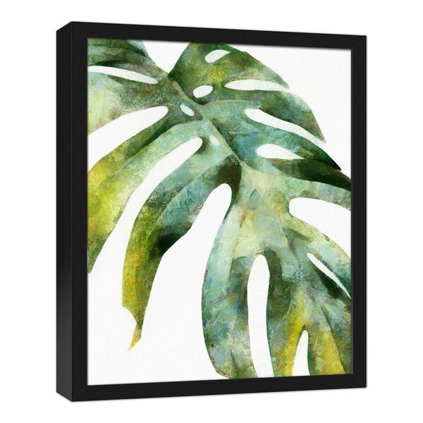 Ivy Bronx Green Palm Leaf Framed On Canvas Painting & Reviews | Wayfair