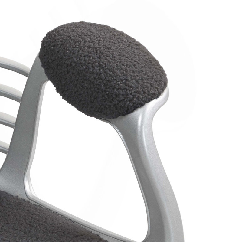 Kimar Chair with Padded Armrests, Velvet, White