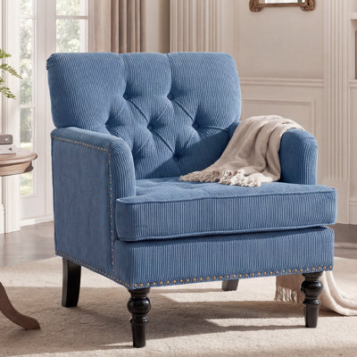 26.4'' Upholstered Armchair, Accent Chair with Nailhead Trim & Solid Wood Legs