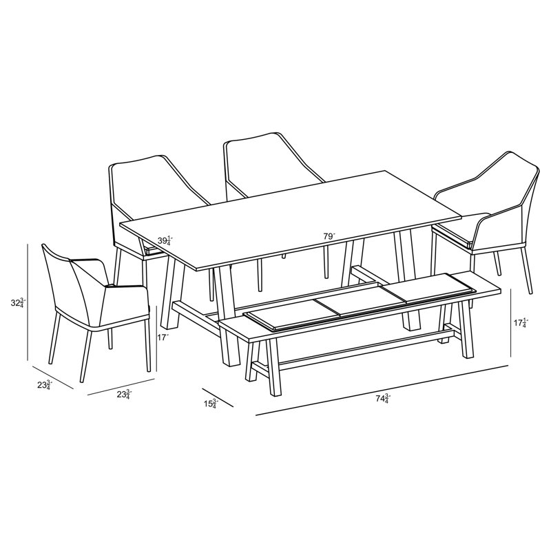 Common Trestle Outdoor 6 - Piece Dining Set with Cushions