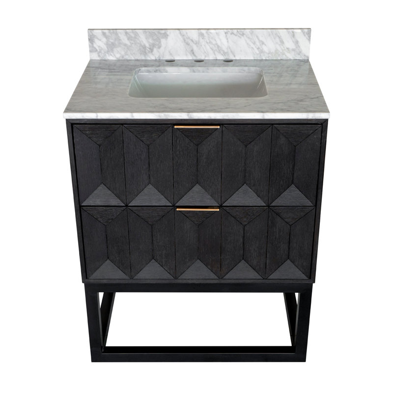 Meuble-lavabo simple 30 po avec comptoir Carlet, Chêne foncé