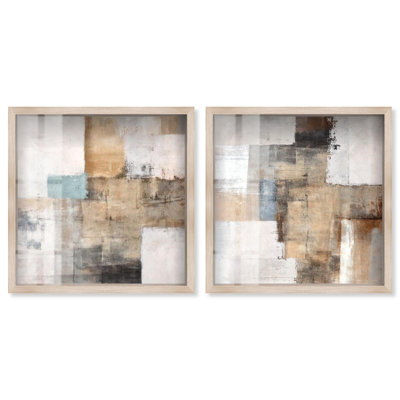 Ensemble de décorations murales bohèmes « Urban Geometrics » avec cadre en relief doré par Art Remedy, cadre noir, 30 x 30 cm