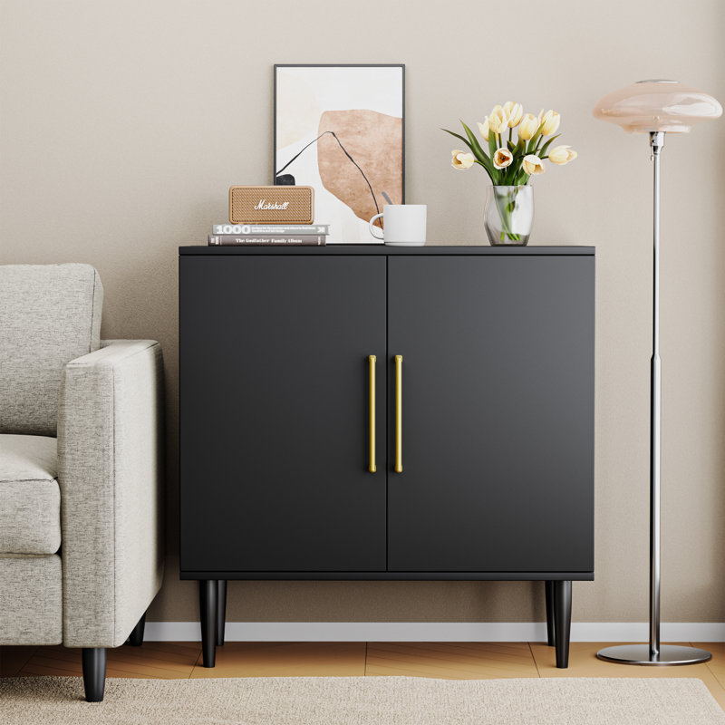 30'' Black Buffet Cabinet, Free Standing Sideboard With Storage