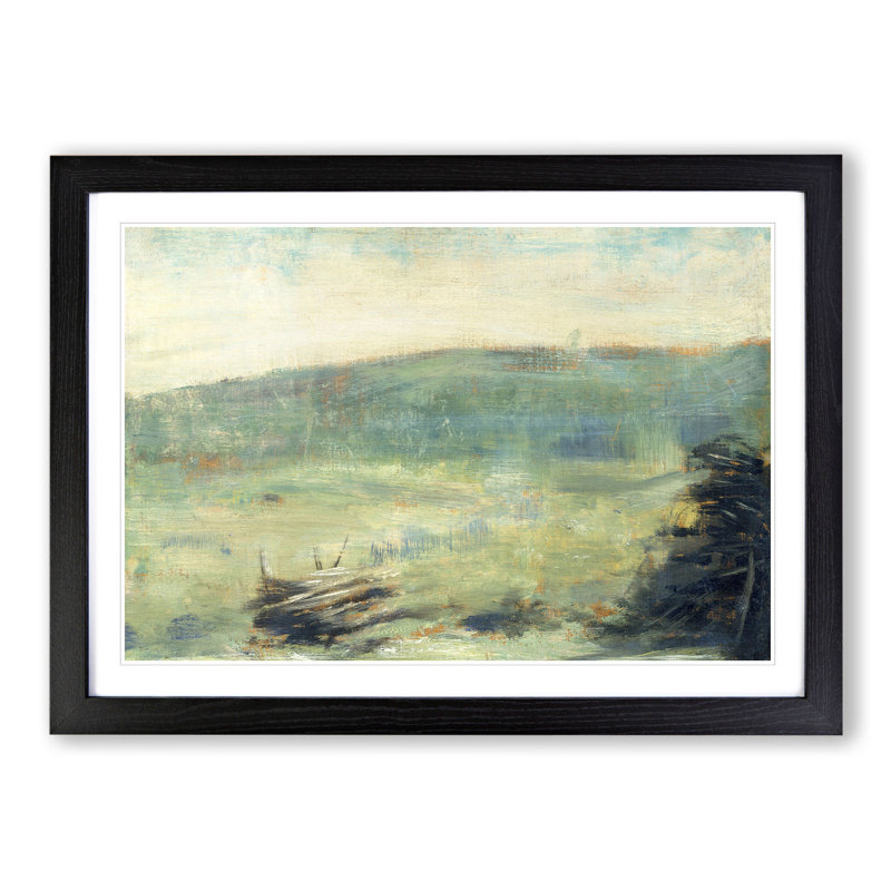 Landscape at Saint-Ouen by Georges Seurat - Framed Print, Black Framed, 48cm H x 65cm W x 2cm D