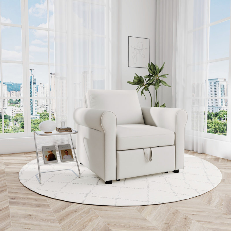 Fauteuil convertible 3 en 1, Crème, crème