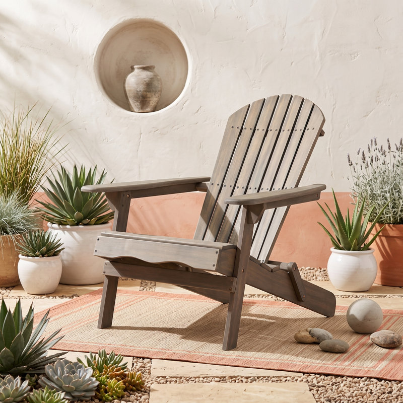 Chaise en bois avec dossier et accoudoirs, Gris