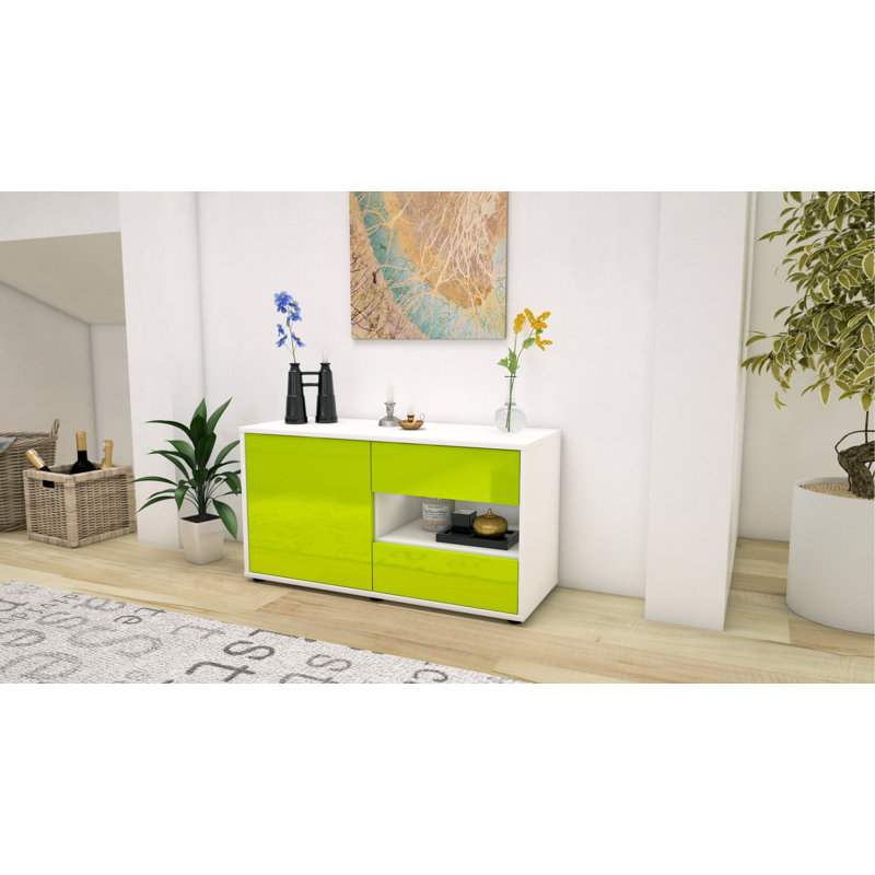 Dallin 92cm W 2 - Drawer Chest of Drawers, High-gloss Green / Matte White