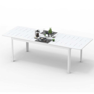 Patio Dining Expandable Table, Metal Aluminum Outdoor Table