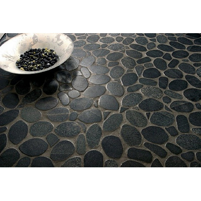 Rivera Pebbles Flt Gold 12 in. x 12 in. Honed Pebbles Floor and Wall Tile (10.0 sq. ft./Case)