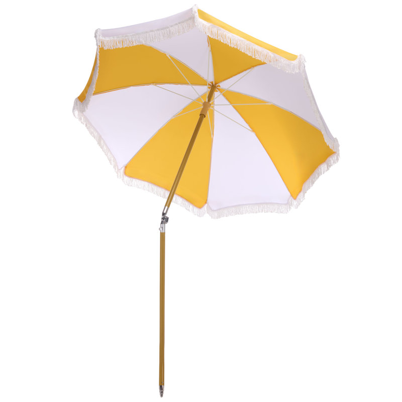 Gallo 6.5Ft Beach Umbrella, Yellow Stripe