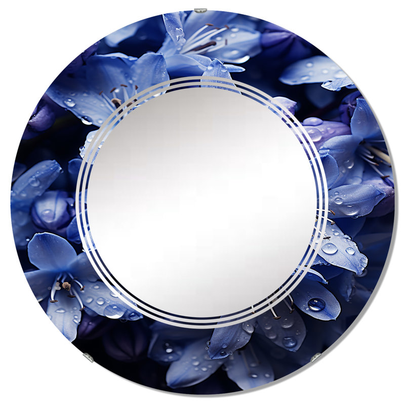 Hirondelle - Miroir mural floral rond, 32 po x 32 po