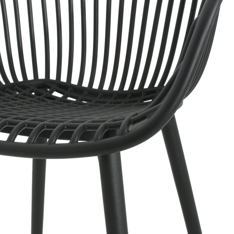 Malachi Outdoor Wood & Plastic 6-Seater Dining Set, Black