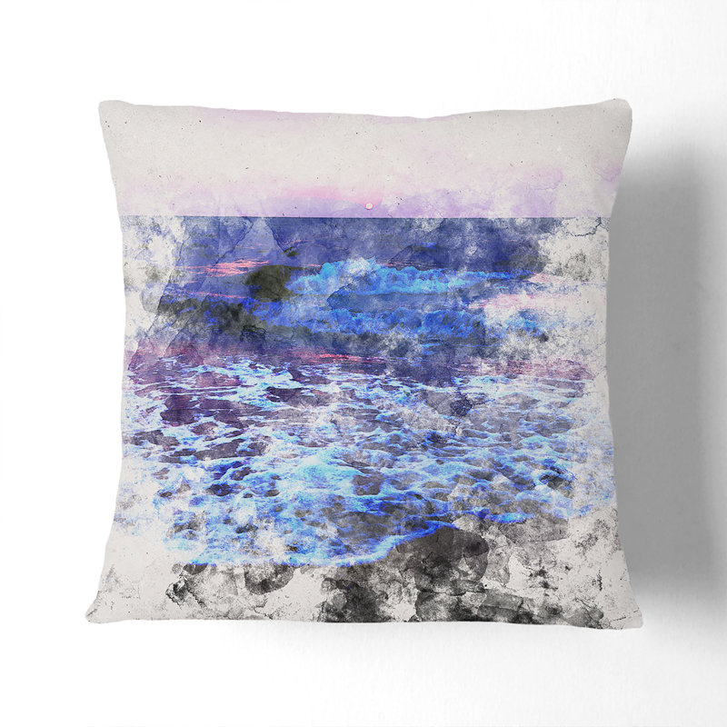 Pretty Beach Sunset Cushion with Filling, 40cm H x 40cm W x 15cm D