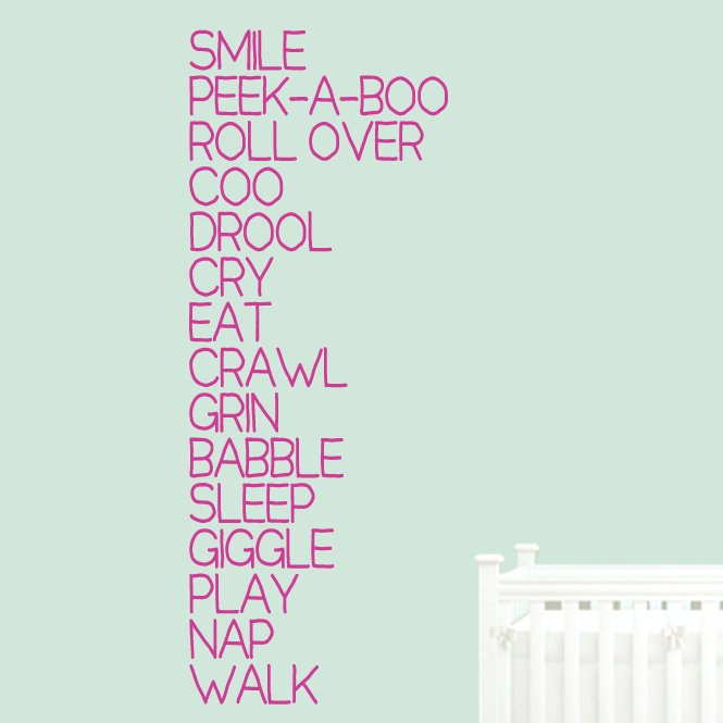 Décalcomanie murale « baby words », Rose vif