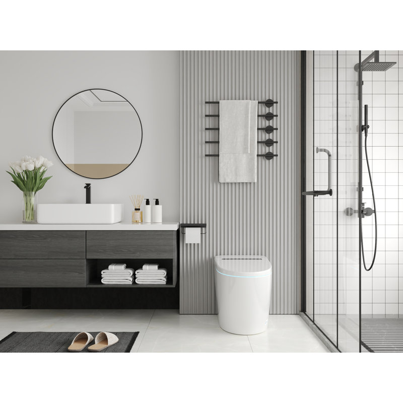 Toilette intelligente une pièce sans réservoir avec chasse d'eau automatique et siège chauffant - Solution de salle de bain compacte